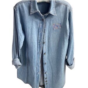 Three River Lady GolfLong Sleeve Button Up  Jean Shirt Jacket , Size L